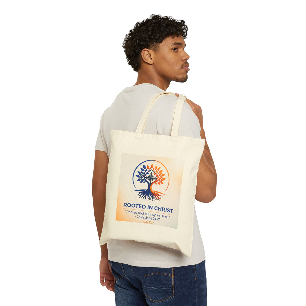 Rooted in Christ Cotton Canvas Tote Bag